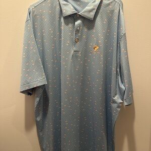 Blue Polo Shirt with Subtle Pattern and Embroidered Logo